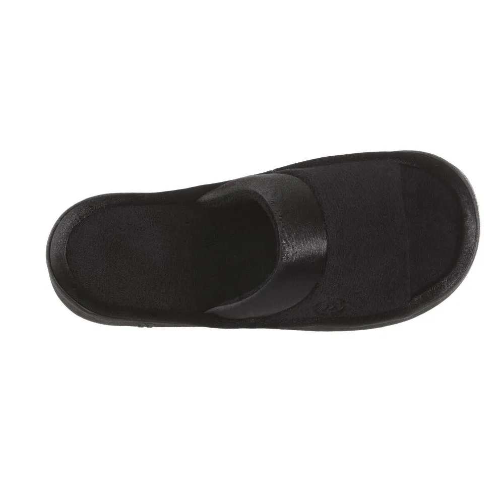 Women’s Microterry Satin Trim Wider Width Slide Slippers
